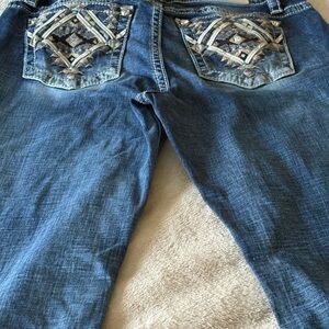 Miss Me Blue Boot Cut Jeans with Embellished Pockets